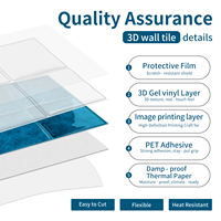 Autocollant mural 3D en époxy 15,25x15,25mm (6x6) pour carrelage, étanche, à peler et coller, pour crédence de cuisine et salle de bain, en PET+PU D-PBS, vente en gros OEM