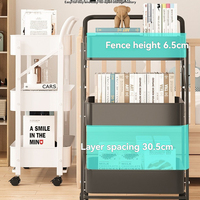 Chariot de rangement pliable à 3 niveaux durable pour collations, livres et articles ménagers dans les petites maisons