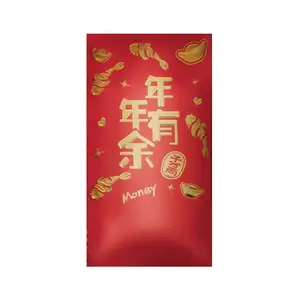 Logo kustom paket merah kertas uang keberuntungan kantong merah untuk pernikahan Tahun Baru Cina