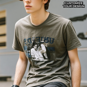 T-shirt de luxe personnalisable pour homme, imprimé DTG 240 g/m², col uni 190/220/250 g/m², avec votre logo – Chemise de luxe pour homme - Product Image 2