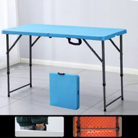 Table de pique-nique pliante facile à monter, robuste, rectangulaire, pour le camping en plein air, en plastique, portable