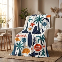 Vente flash - Couverture en polaire personnalisée avec logo et motifs végétaux, 100% polyester, réversible, couverture tricotée pour canapé, hiver