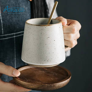 Vendita calda glassa maculata <span class=keywords><strong>vintage</strong></span> ogni giorno usato latte personalizzato tazza di <span class=keywords><strong>caffè</strong></span> in ceramica <span class=keywords><strong>set</strong></span> di tazze da tè con piatto di bambù - Product Image 1