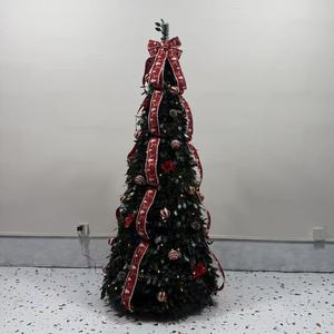 Sapin de Noël artificiel de luxe pré-éclairé, pliable et facile à installer, avec décorations et lumières LED – Meilleures ventes - Product Image 6