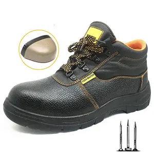 Best-Selling Olie Antislip Werkschoenen Goedkope Lederen Stalen Neus Voorkomen Punctie Industriële Veiligheid Schoenen Voor Mannen