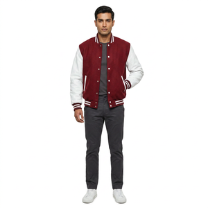 Wholesale Men Button-Up Baseball Varsity Jacket 100% Cotton with Woolen Embroidered Decoration Winter <b>Coat</b> Jacket For Men - Product Image 1