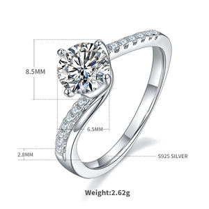 Роскошное ювелирное украшение: кольцо из стерлингового серебра с выращенным в лаборатории бриллиантом 0.5, 1, 2 карата, сертифицированный IGI, CVD/HPHT, круглый бриллиант, обручальное кольцо для женщин - Product Image 1