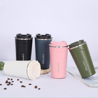Mug Kopi Terisolasi Baja Tahan Karat Hijau Tentara 380/510 ml dengan Tutup Lipat untuk Kantor, Rumah Tangga, Cangkir Teh Susu, Botol Vakum untuk Perjalanan Luar Ruangan.