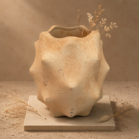 Vase en céramique artisanal style Wabi-sabi ARM LVG, poterie rustique, surface mate sablée, récipient pour fleurs de table, pot de plante