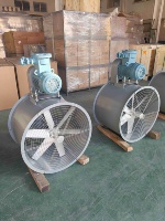 Ventilateur axial antidéflagrant à entraînement par courroie, résistant aux hautes températures, pour la protection incendie et l'extraction de poussière dans les mines