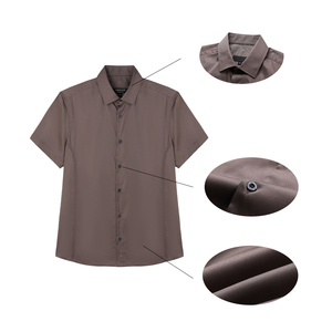 Chất lượng cao tùy chỉnh thoáng khí ngắn tay áo sơ mi giản dị của nam giới bông pha trộn nút lên đồng phục làm việc Áo sơ mi - Product Image 2