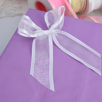 Vente en gros de mousseline de soie blanche et ruban d'organza à bords satinés garniture métallique fourniture d'usine emballage cadeau de mariage motif de logo personnalisable