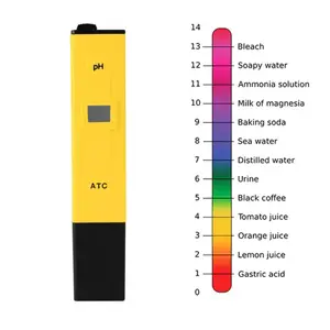 ดิจิตอลจอแสดงผล PH ปากกาความเป็นกรดเมตรค่า PH ตรวจจับแบบพกพาคุณภาพน้ำปัสสาวะอุปกรณ์ทดสอบ ATC เมตร PH09
