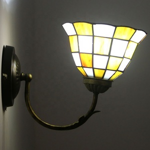 LongHuiJing tiffany Lamps Corridor Sconce Lamp Baroque White Blue Antique Brass Gird Patterned <b>Light</b> Decorative Lamps - Product Image 6