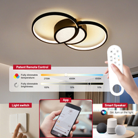 Plafonnier LED intelligent moderne à base en fer, montage en surface, avec abat-jour en acrylique et télécommande, pour chambre à coucher et hôtel