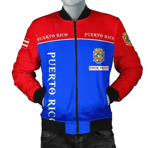 Nuovo arrivo causale bandiera di porto Rico giubbotti Bomber semplici all'ingrosso prezzo a buon mercato giacca cappotto di abbigliamento da uomo personalizzato di alta qualità