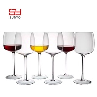 Verres sur pied classiques personnalisés en cristal taillé avec gros ventre sans plomb, gobelet faits à la main, lot de 6 carafes à vin rouge