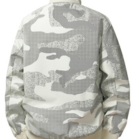 Blouson bomber décontracté pour homme, léger, réversible, coupe-vent, imperméable, avec col baseball et imprimé camouflage patchwork sur le devant, fermeture éclair