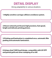 Imprimante DTF UV A3 automatique avec 2 têtes I1600, machine d'impression d'étiquettes 3D de 30 cm pour film TPU AB, imprimante d'autocollants en cristal