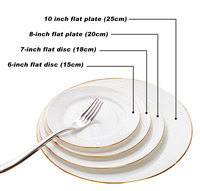 Assiette à steak personnalisable avec logo, bord doré, en céramique européenne faite à la main, plat peu profond