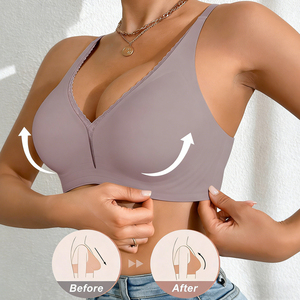 Nuevas llegadas: Sujetadores <span class=keywords><strong>de</strong></span> mujer sin costuras <span class=keywords><strong>de</strong></span> punto con cierre trasero <span class=keywords><strong>de</strong></span> encaje, lencería push-up con efecto <span class=keywords><strong>de</strong></span> realce, sujetadores Jelly con copas <span class=keywords><strong>de</strong></span> color personalizable. - Product Image 4