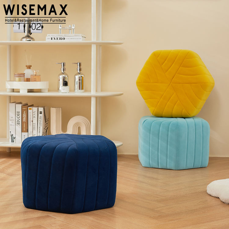 WISEMAX FURNITURE Hexagonal Velvet Ottoman for Home