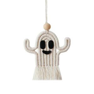 Cadeau de vacances tissé à la main drôle mignon effrayant lanière blanc coton Gost blanc <span class=keywords><strong>Halloween</strong></span> pendentif <span class=keywords><strong>décoration</strong></span> de <span class=keywords><strong>porte</strong></span> de voiture - Product Image 1