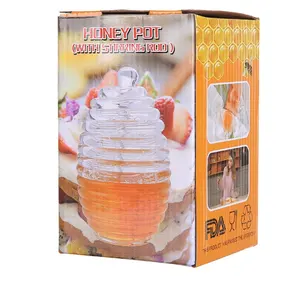 Hot Sale Transparent Honey Jar With Cover Stirrer Creative Honey Bottle