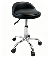 Tabouret de salon professionnel OEM personnalisé en PU, couleur réglable, hauteur ajustable, avec roulettes et dossier, pour usage en bureau ou en salon de coiffure