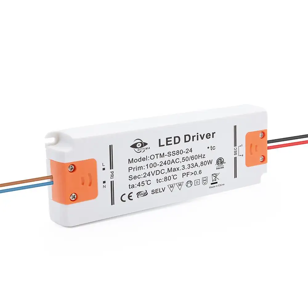 LED רצועת כוח אספקת מפעל-12V 24V פלסטיק מקרה IP20 20W 30W 40W 50W 60W 80W slim אספקת חשמל