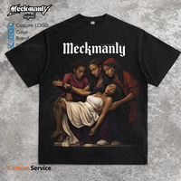 Camiseta de Punto de Manga Corta Casual para Hombre Meckmanly, Estampado Vaquero Occidental, Corte Regular, Cuello Redondo, 100% Algodón, Transpirable y Ecológica