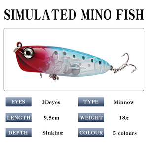 Vente en gros de leurres de pêche artificiels, type crayon coulant et Buzzer Bait, 95mm/18g - Product Image 2