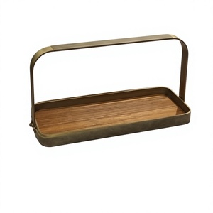 Plateau à chocolats en fer et bois, qualité fantastique, forme rectangulaire, plateau de service pour fruits et dattes, au prix le plus bas - Product Image 1