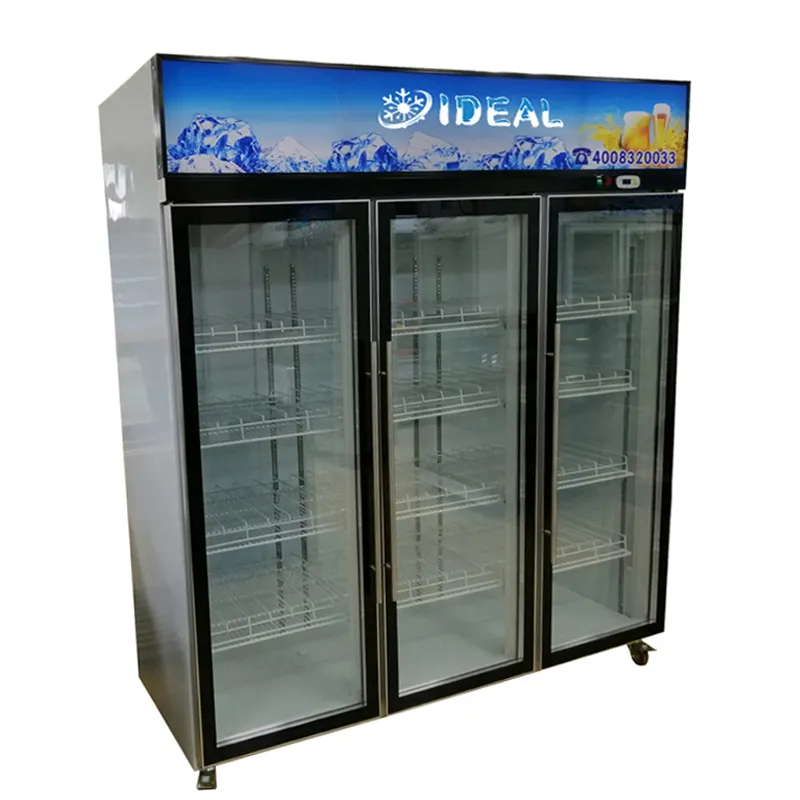 IDEAL refrigerador de vitrine de refrigerador de bebidas de mercearia com 3 portas
