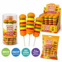 Sucettes gélifiées personnalisées en forme de hamburger, multi-couches, aux fruits, pour la vente en gros aux supermarchés
