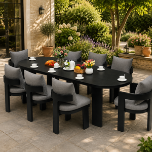 Mesa y Sillas de Comedor de Aluminio Grandes para 8 Personas, Diseño de Jardín, Resistentes a la Intemperie, para Exteriores - Product Image 1