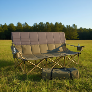 Sedia da Campeggio Pieghevole per 3 Persone con Portabicchieri, Imbottitura in Cotone, Telaio in Alluminio e Borsa Portaoggetti Inclusa - Product Image 2