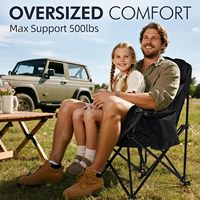 Chaise de camping pliante moderne en aluminium robuste et surdimensionnée avec porte-gobelet et poches isothermes pour sports, plage, pêche, jardin