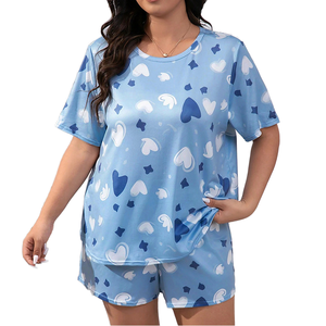 Conjunto de Pijamas de Verano de Alta Calidad para Mujer, Talla Grande, Tejido de Punto, Informal, Cómodo, de Secado Rápido y Transpirable - Product Image 1