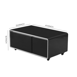 Nouvelle Table Basse Réfrigérée Intelligente 2026 en Verre Trempé Noir avec Rangement pour Boissons - Product Image 6