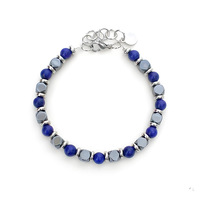 Bracelet extensible ajustable en pierres naturelles classiques bohèmes (Lapis Lazuli, Hématite, Œil de Tigre) – Bijoux unisexes en gros – Cadeau
