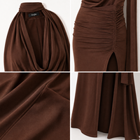 Vestido Maxi Halter con Cuello Tipo Capucha para Mujer, Personalizado OEM ODM, Marca Privada, Fabricante Mayorista, para Eventos Nocturnos y Damas de Honor