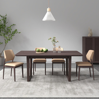 Ensemble de table à manger en bois massif avec chaises à dossier haut et comptoir rectangulaire en bois pour cuisine et salle à manger