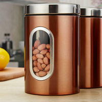 Scellage Cuisine Thé Café Sucre Couleur Cuivre Stockage Des Aliments En Acier Inoxydable Peut Set-Cuisine Grain De Café Et Boîte De Stockage