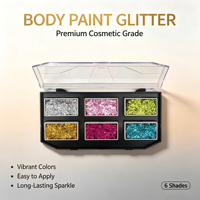 Palette de 6 couleurs de peinture corporelle scintillante écologique non toxique, gel à paillettes épaisses, kit de maquillage sûr pour la peau, le visage et les cheveux pour enfants
