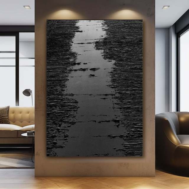 Handmade Minimalist Textured Oil Painting Unframed Canvas Wall Decor for Contemporary Office Studio Aesthetic