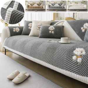 Sarung Sofa Bordir Anjing Baru 2026, Bahan Beludru Anti Selip untuk Musim Gugur dan Musim Dingin, Penutup Sofa Lengkap - Product Image 1