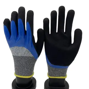 CE Approved Anti Cut C Nitrile Sandy Double Coated Safety Work Gloves Oil&gas industry
