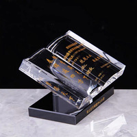 NOUVEAU Trophée de livre en cristal de gravure personnalisé avec base noire Prix du livre en cristal MH-N99