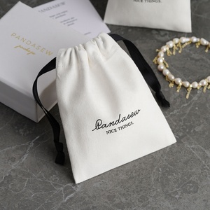 PandaSew Sacs en toile de coton personnalisés blancs de 3 x 4 pouces, sacs à cordon pour bijoux et cadeaux, vente en gros - Product Image 6